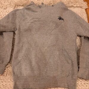 Stussy Light Grey Hoodie with Black Logo